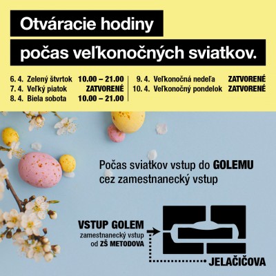 Otváracie hodiny počas Veľkej noci