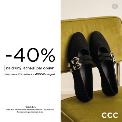 -40 % na druhý pár obuvi v CCC